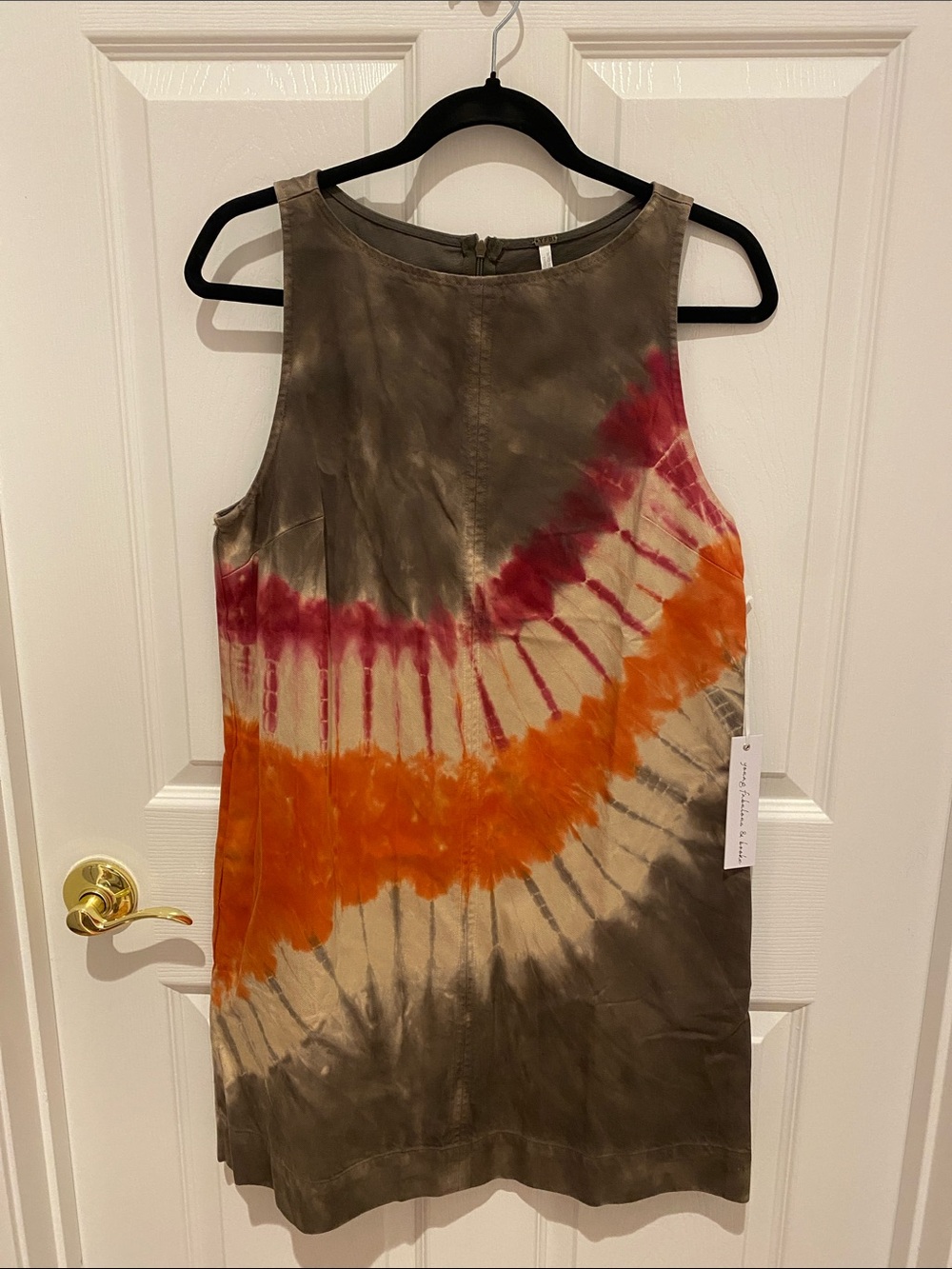 Young Fabulous & Broke Tie-Dye Mini Dress in Brown, Orange & Pink